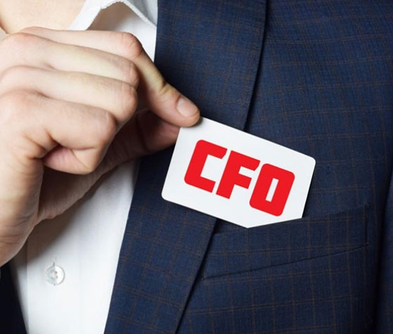 Showing CFO badge on coat’s pocket